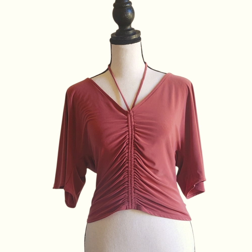 White House Black Market Matte Jersey Ruched Front Top In Rust, Sz. XS